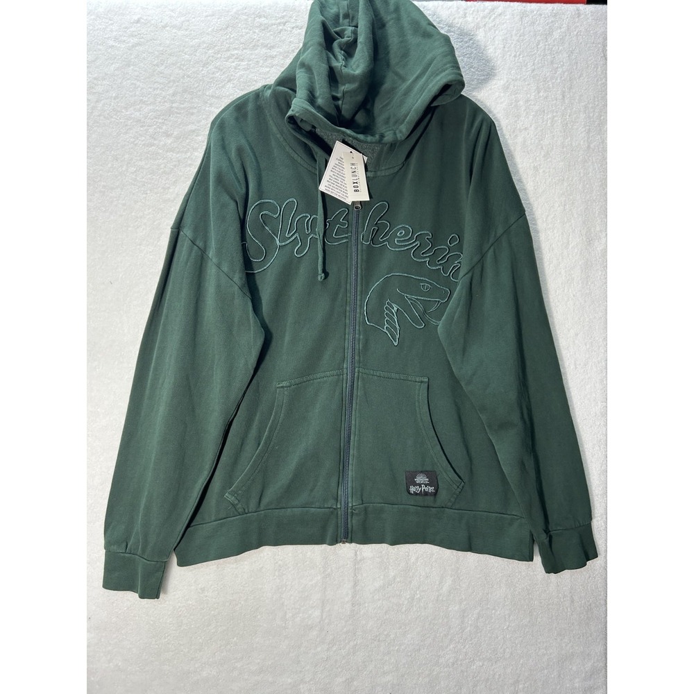 Bioworld Mens Size L Green Harry Potter Slytherin Long Sleeve Full Zip Hoodie